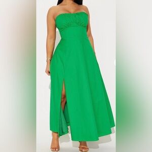 NWT Kelly Green Maxi Dress with Front Slit